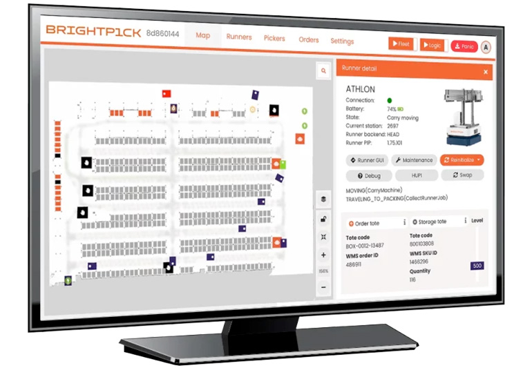 screenshot of the Brightpick fleet management software.