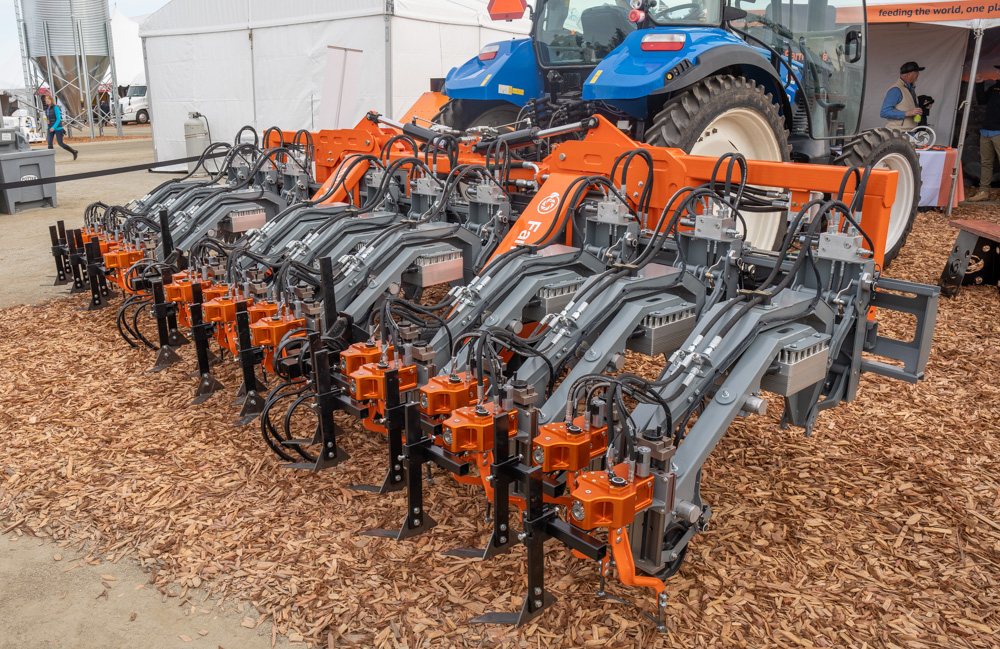 a view of the new Farmwise Vulcan smart implement showing the articulated weeding mechanism.