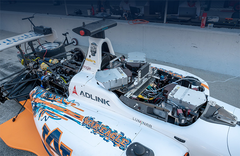 a close up look at the control stack for the Dallara AV21 autonomous racecar.