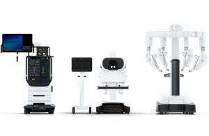 A photo of the Intuitive Surgical da Vinci 5 surgical robotics system.