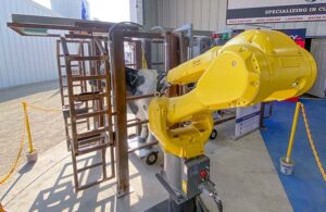 a fanuc robot inoculates a dairy cow