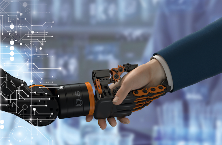 igus has developed a robotic hand for its ReBeL low-cost automation